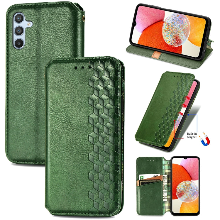 Custodia per telefono in pelle magnetica pressata a griglia cubica, For Tecno Pova Neo 5G, For vivo S15e, For ZTE Blade A52, For Samsung Galaxy A14 4G