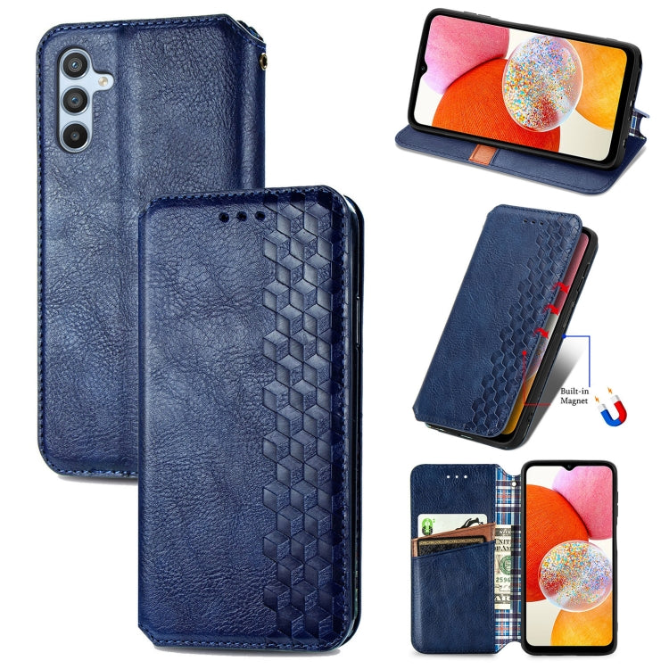 Custodia per telefono in pelle magnetica pressata a griglia cubica, For Tecno Pova Neo 5G, For vivo S15e, For ZTE Blade A52, For Samsung Galaxy A14 4G