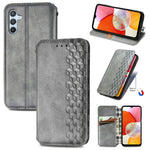Custodia per telefono in pelle magnetica pressata a griglia cubica, For Tecno Pova Neo 5G, For vivo S15e, For ZTE Blade A52, For Samsung Galaxy A14 4G