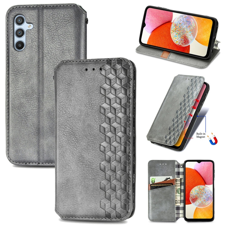 Custodia per telefono in pelle magnetica pressata a griglia cubica, For Tecno Pova Neo 5G, For vivo S15e, For ZTE Blade A52, For Samsung Galaxy A14 4G