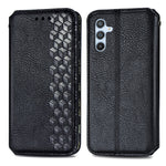 Custodia per telefono in pelle magnetica pressata a griglia cubica, For Samsung Galaxy A34 5G