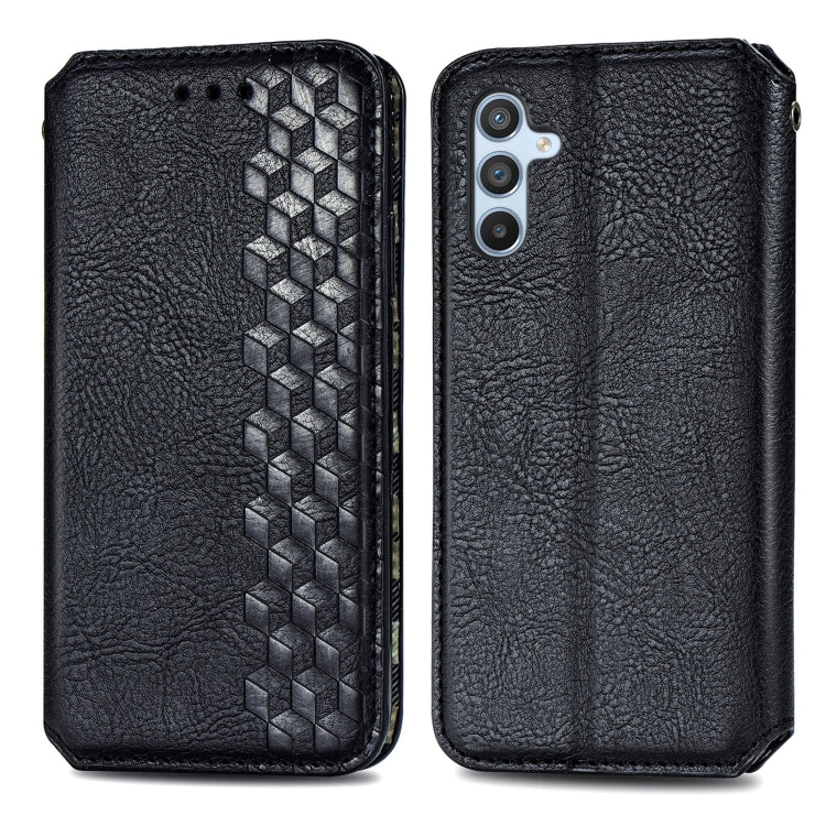 Custodia per telefono in pelle magnetica pressata a griglia cubica, For Samsung Galaxy A34 5G