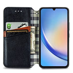 Custodia per telefono in pelle magnetica pressata a griglia cubica, For Samsung Galaxy A34 5G