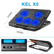 X5 Game Work Mute 5-Fan 7-Gear Supporto di raffreddamento per laptop regolabile in altezza, X5
