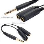 Cavo adattatore jack audio 6,35 mm maschio a doppia femmina 20 cm