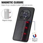 Custodia per telefono con borsa per carte magnetiche in fibra di carbonio, For Honor 80, For Honor Magic4 Lite, For Honor Magic5 Pro, For OPPO A16