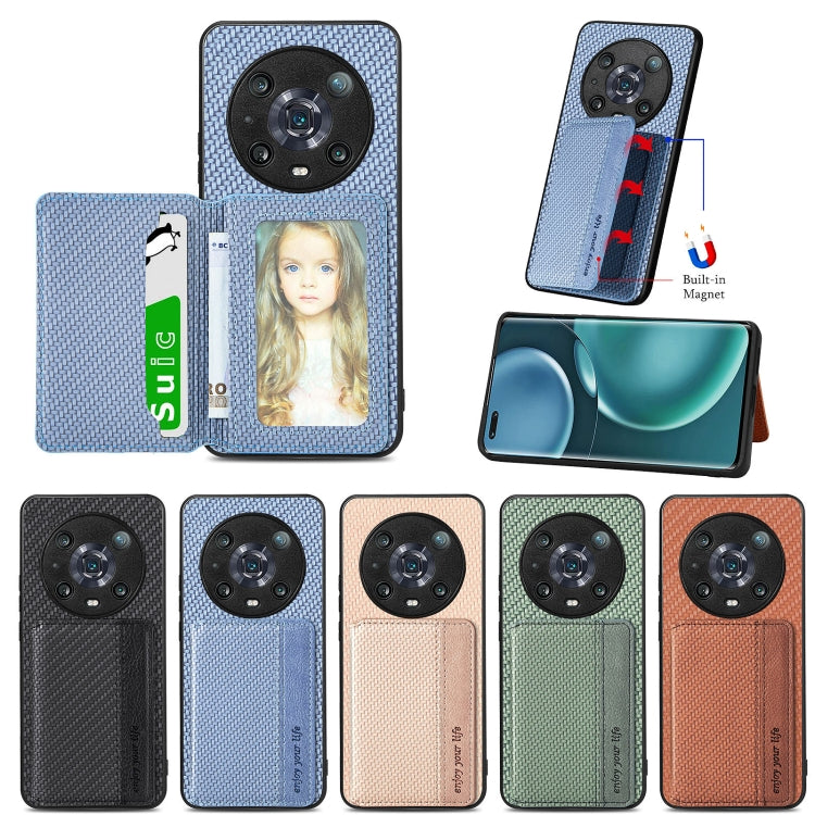 Custodia per telefono con borsa per carte magnetiche in fibra di carbonio, For Honor 80, For Honor Magic4 Lite, For Honor Magic5 Pro, For OPPO A16