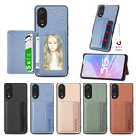 Custodia per telefono con borsa per carte magnetiche in fibra di carbonio, For OPPO A78, For OPPO A94 5G, For OPPO Find X6 Pro, For OPPO Find X6