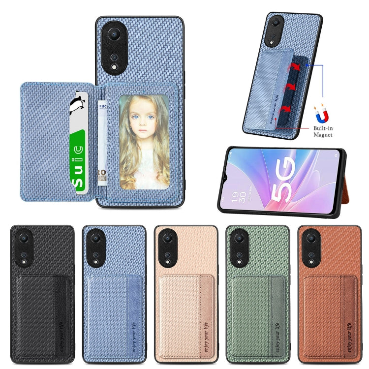 Custodia per telefono con borsa per carte magnetiche in fibra di carbonio, For OPPO A78, For OPPO A94 5G, For OPPO Find X6 Pro, For OPPO Find X6
