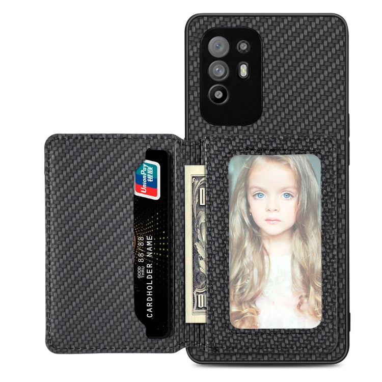 Custodia per telefono con borsa per carte magnetiche in fibra di carbonio, For OPPO A78, For OPPO A94 5G, For OPPO Find X6 Pro, For OPPO Find X6