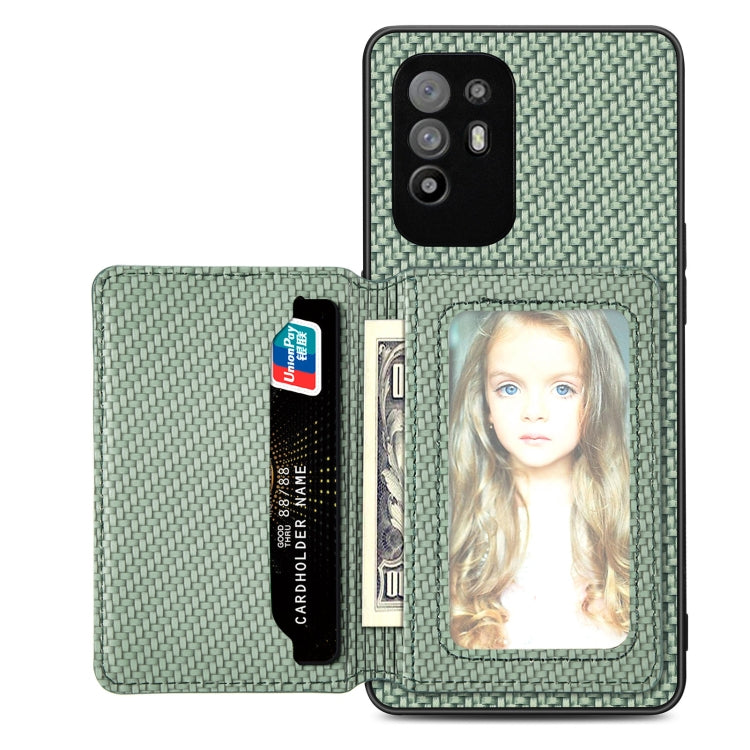 Custodia per telefono con borsa per carte magnetiche in fibra di carbonio, For OPPO A78, For OPPO A94 5G, For OPPO Find X6 Pro, For OPPO Find X6