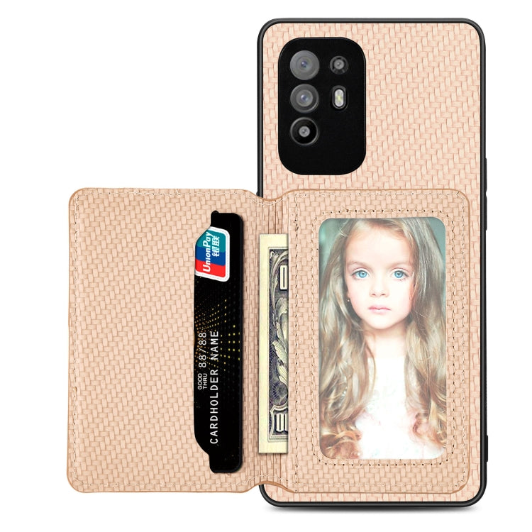 Custodia per telefono con borsa per carte magnetiche in fibra di carbonio, For OPPO A78, For OPPO A94 5G, For OPPO Find X6 Pro, For OPPO Find X6