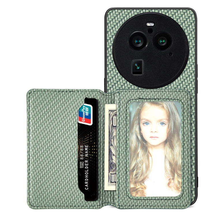 Custodia per telefono con borsa per carte magnetiche in fibra di carbonio, For OPPO A78, For OPPO A94 5G, For OPPO Find X6 Pro, For OPPO Find X6