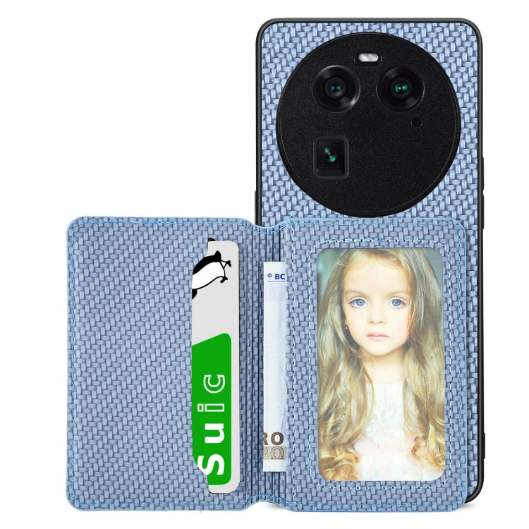 Custodia per telefono con borsa per carte magnetiche in fibra di carbonio, For OPPO A78, For OPPO A94 5G, For OPPO Find X6 Pro, For OPPO Find X6