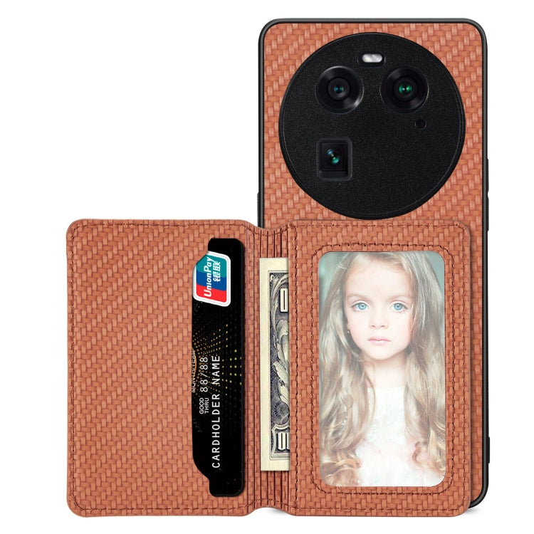 Custodia per telefono con borsa per carte magnetiche in fibra di carbonio, For OPPO A78, For OPPO A94 5G, For OPPO Find X6 Pro, For OPPO Find X6