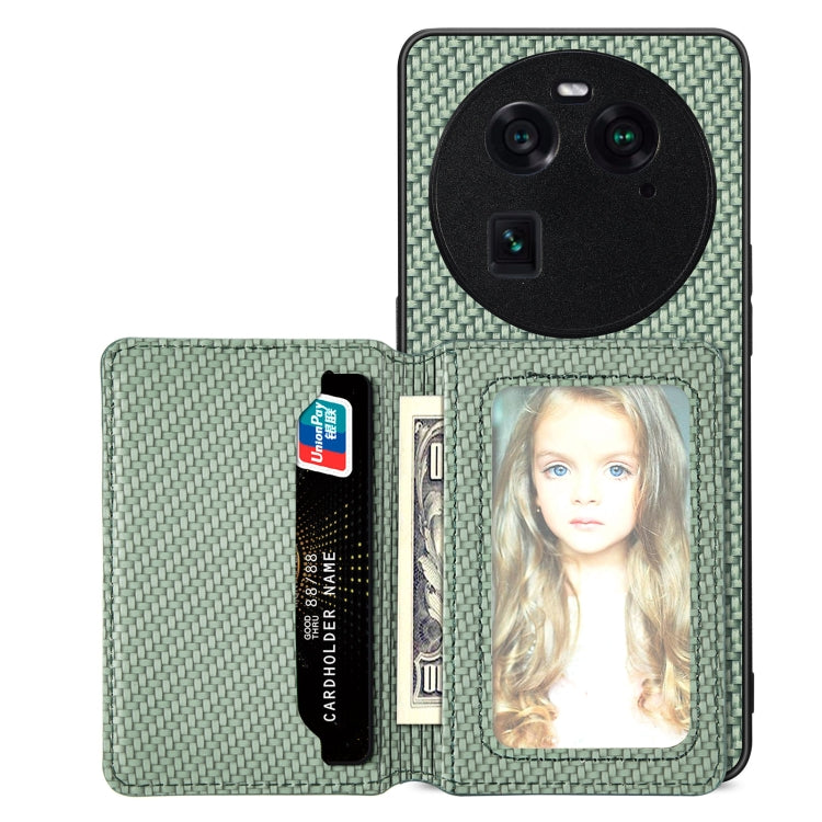 Custodia per telefono con borsa per carte magnetiche in fibra di carbonio, For OPPO A78, For OPPO A94 5G, For OPPO Find X6 Pro, For OPPO Find X6