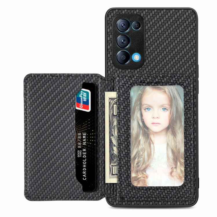 Custodia per telefono con borsa per carte magnetiche in fibra di carbonio, For OPPO Reno5 5G, For OPPO Reno7 5G, For OPPO Reno8 T 4G, For  vivo X70