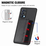 Custodia per telefono con borsa per carte magnetiche in fibra di carbonio, For OPPO Reno5 5G, For OPPO Reno7 5G, For OPPO Reno8 T 4G, For  vivo X70