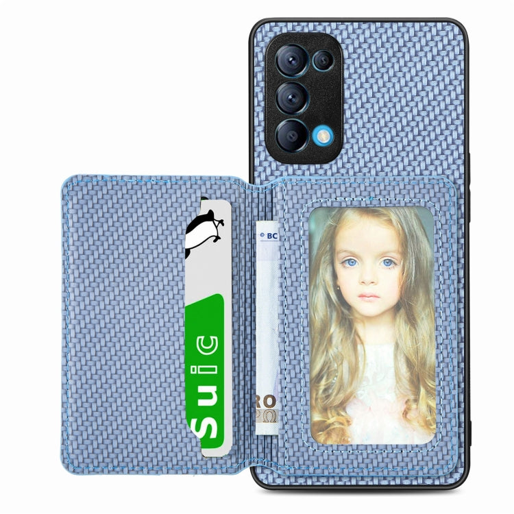 Custodia per telefono con borsa per carte magnetiche in fibra di carbonio, For OPPO Reno5 5G, For OPPO Reno7 5G, For OPPO Reno8 T 4G, For  vivo X70