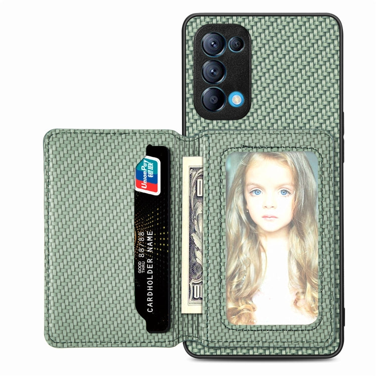 Custodia per telefono con borsa per carte magnetiche in fibra di carbonio, For OPPO Reno5 5G, For OPPO Reno7 5G, For OPPO Reno8 T 4G, For  vivo X70
