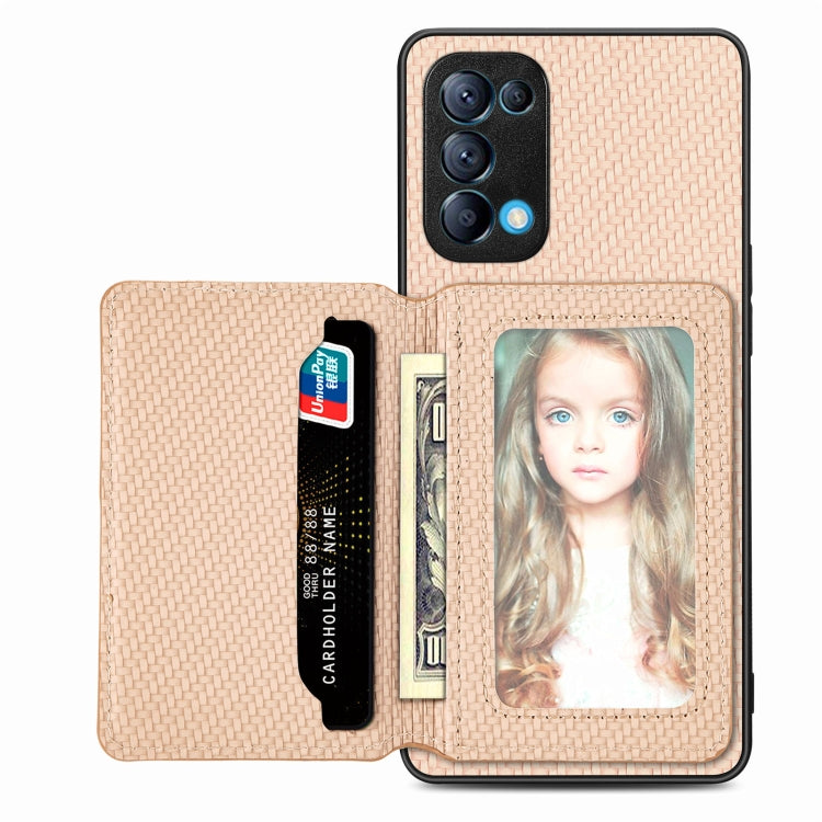 Custodia per telefono con borsa per carte magnetiche in fibra di carbonio, For OPPO Reno5 5G, For OPPO Reno7 5G, For OPPO Reno8 T 4G, For  vivo X70