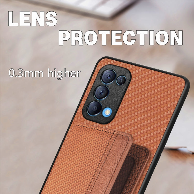 Custodia per telefono con borsa per carte magnetiche in fibra di carbonio, For OPPO Reno5 5G, For OPPO Reno7 5G, For OPPO Reno8 T 4G, For  vivo X70