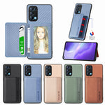 Custodia per telefono con borsa per carte magnetiche in fibra di carbonio, For OPPO Reno5 5G, For OPPO Reno7 5G, For OPPO Reno8 T 4G, For  vivo X70
