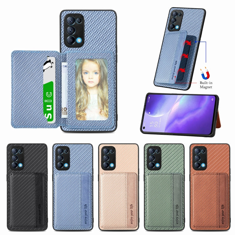 Custodia per telefono con borsa per carte magnetiche in fibra di carbonio, For OPPO Reno5 5G, For OPPO Reno7 5G, For OPPO Reno8 T 4G, For  vivo X70