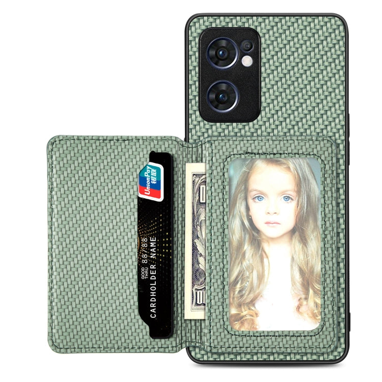 Custodia per telefono con borsa per carte magnetiche in fibra di carbonio, For OPPO Reno5 5G, For OPPO Reno7 5G, For OPPO Reno8 T 4G, For  vivo X70