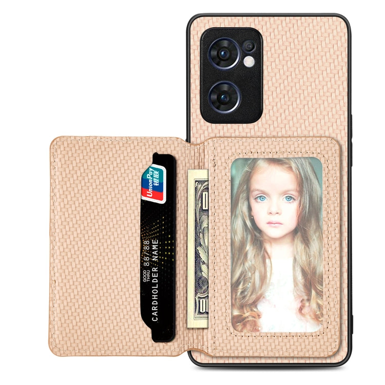 Custodia per telefono con borsa per carte magnetiche in fibra di carbonio, For OPPO Reno5 5G, For OPPO Reno7 5G, For OPPO Reno8 T 4G, For  vivo X70