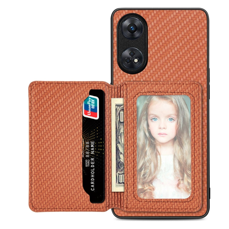 Custodia per telefono con borsa per carte magnetiche in fibra di carbonio, For OPPO Reno5 5G, For OPPO Reno7 5G, For OPPO Reno8 T 4G, For  vivo X70