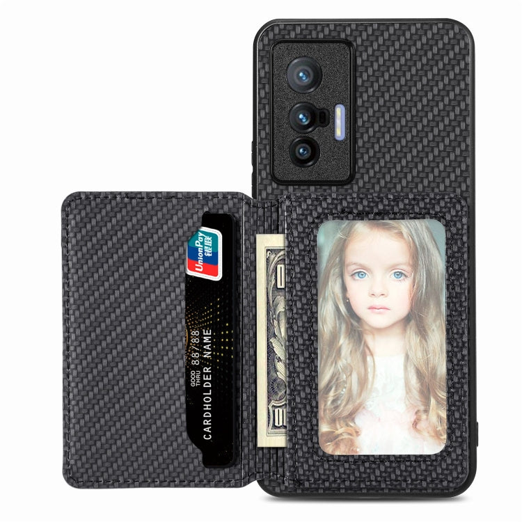 Custodia per telefono con borsa per carte magnetiche in fibra di carbonio, For OPPO Reno5 5G, For OPPO Reno7 5G, For OPPO Reno8 T 4G, For  vivo X70