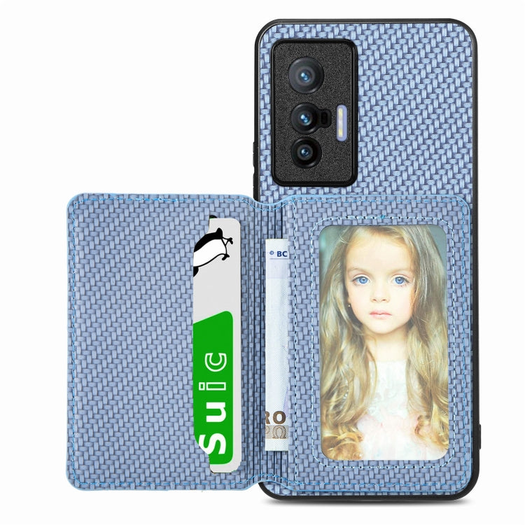 Custodia per telefono con borsa per carte magnetiche in fibra di carbonio, For OPPO Reno5 5G, For OPPO Reno7 5G, For OPPO Reno8 T 4G, For  vivo X70