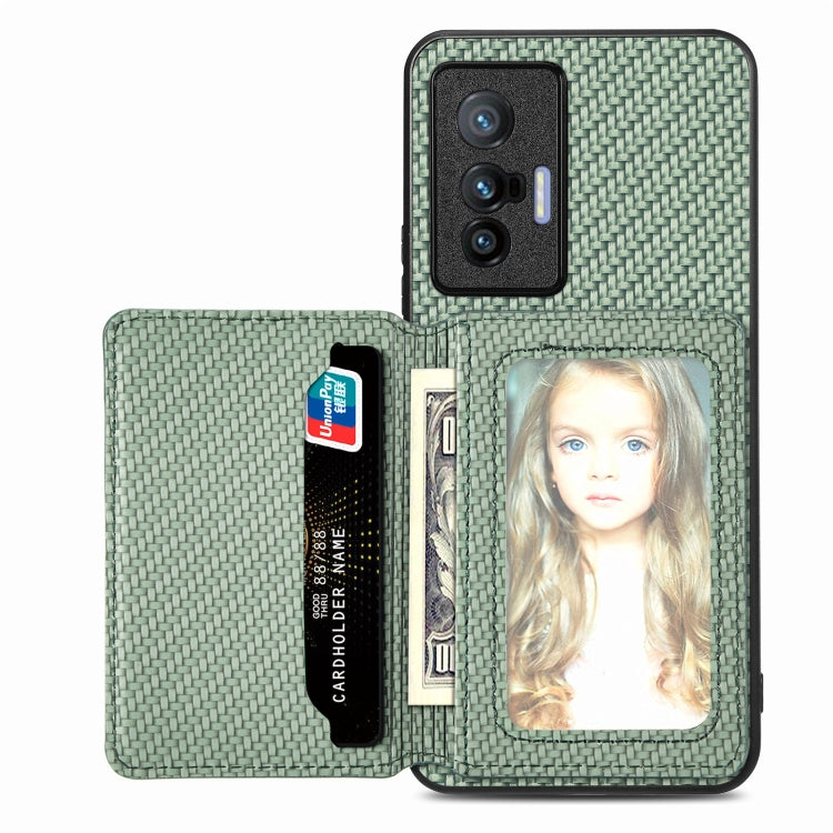 Custodia per telefono con borsa per carte magnetiche in fibra di carbonio, For OPPO Reno5 5G, For OPPO Reno7 5G, For OPPO Reno8 T 4G, For  vivo X70