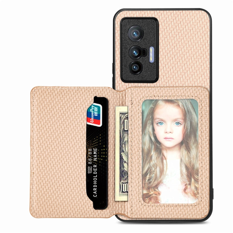Custodia per telefono con borsa per carte magnetiche in fibra di carbonio, For OPPO Reno5 5G, For OPPO Reno7 5G, For OPPO Reno8 T 4G, For  vivo X70