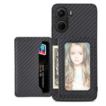 Custodia per telefono con borsa per carte magnetiche in fibra di carbonio, For vivo Y16, For vivo Y21, For Xiaomi 13 Lite, For Xiaomi Mi 11 Lite