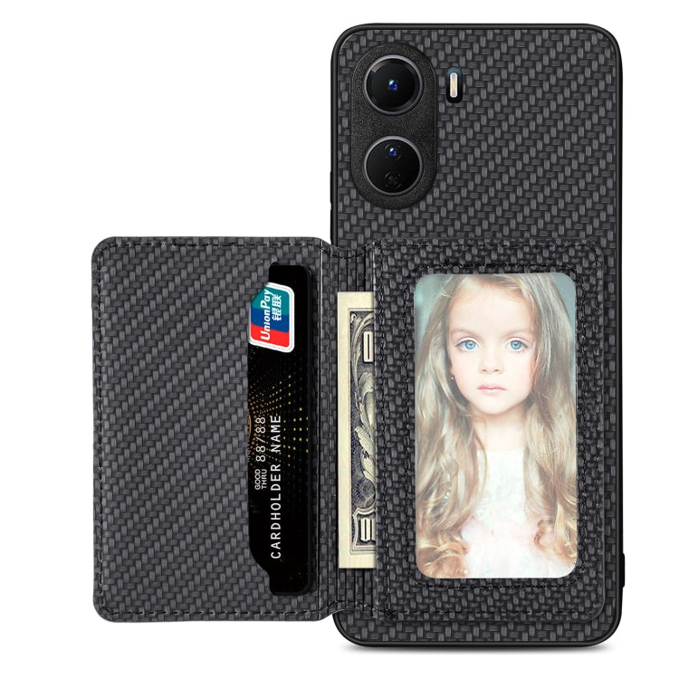 Custodia per telefono con borsa per carte magnetiche in fibra di carbonio, For vivo Y16, For vivo Y21, For Xiaomi 13 Lite, For Xiaomi Mi 11 Lite