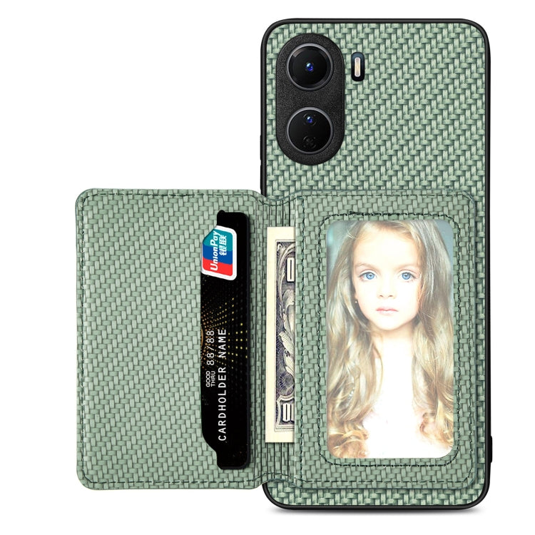 Custodia per telefono con borsa per carte magnetiche in fibra di carbonio, For vivo Y16, For vivo Y21, For Xiaomi 13 Lite, For Xiaomi Mi 11 Lite