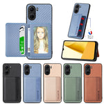 Custodia per telefono con borsa per carte magnetiche in fibra di carbonio, For vivo Y16, For vivo Y21, For Xiaomi 13 Lite, For Xiaomi Mi 11 Lite