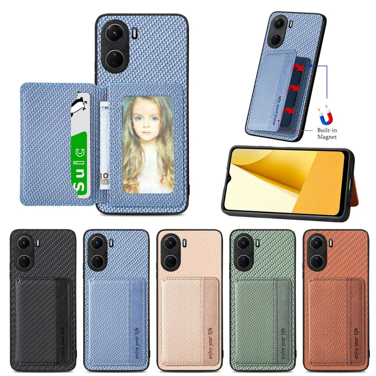 Custodia per telefono con borsa per carte magnetiche in fibra di carbonio, For vivo Y16, For vivo Y21, For Xiaomi 13 Lite, For Xiaomi Mi 11 Lite
