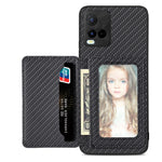 Custodia per telefono con borsa per carte magnetiche in fibra di carbonio, For vivo Y16, For vivo Y21, For Xiaomi 13 Lite, For Xiaomi Mi 11 Lite