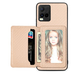 Custodia per telefono con borsa per carte magnetiche in fibra di carbonio, For vivo Y16, For vivo Y21, For Xiaomi 13 Lite, For Xiaomi Mi 11 Lite