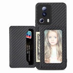Custodia per telefono con borsa per carte magnetiche in fibra di carbonio, For vivo Y16, For vivo Y21, For Xiaomi 13 Lite, For Xiaomi Mi 11 Lite