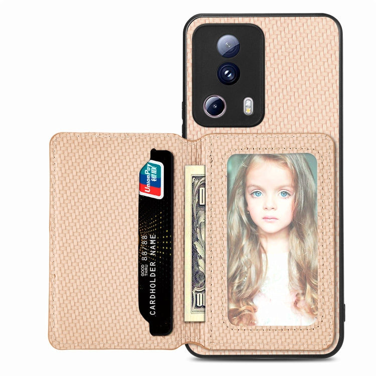 Custodia per telefono con borsa per carte magnetiche in fibra di carbonio, For vivo Y16, For vivo Y21, For Xiaomi 13 Lite, For Xiaomi Mi 11 Lite