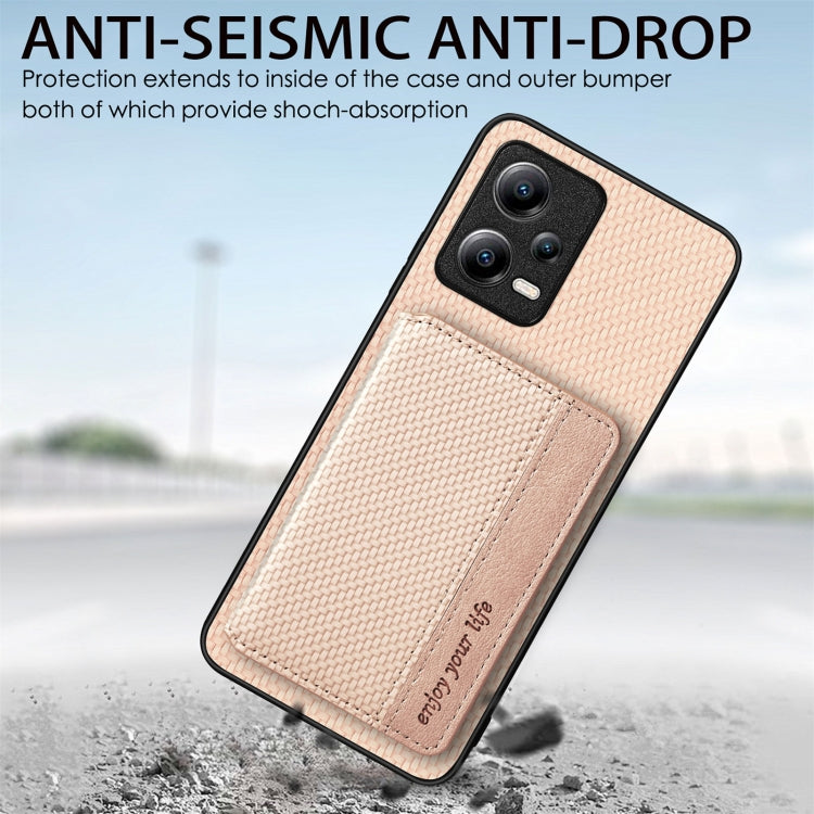 Custodia per telefono con borsa per carte magnetiche in fibra di carbonio, For Xiaomi Redmi Note 12 Pro+ 5G Global, For Xiaomi Poco X3 NFC, For Xiaomi Poco X5 Pro, For Xiaomi Poco X5