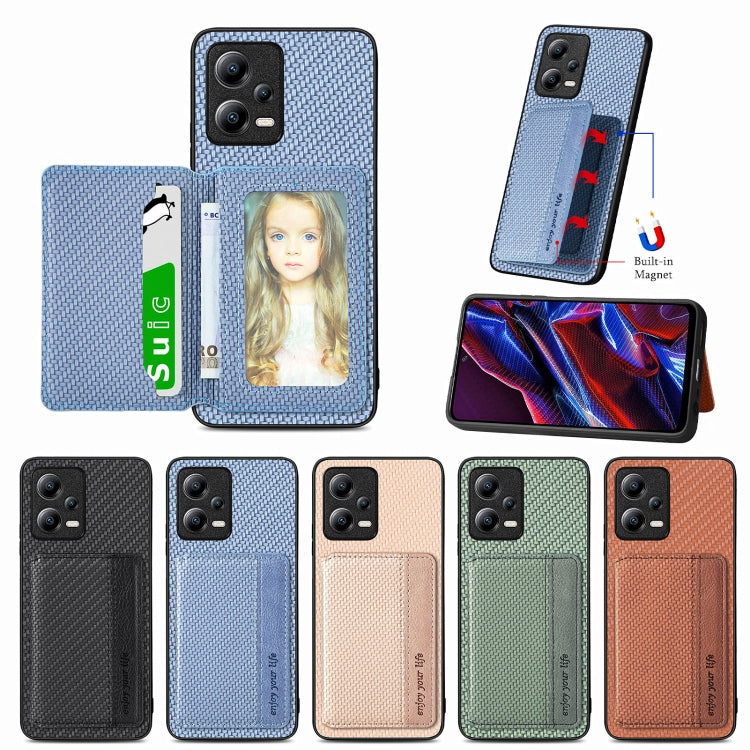 Custodia per telefono con borsa per carte magnetiche in fibra di carbonio, For Xiaomi Redmi Note 12 Pro+ 5G Global, For Xiaomi Poco X3 NFC, For Xiaomi Poco X5 Pro, For Xiaomi Poco X5