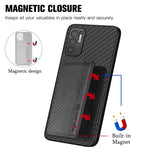 Custodia per telefono con borsa per carte magnetiche in fibra di carbonio, For Xiaomi Redmi Note 10 5G, For Xiaomi Redmi Note 12 5G Global, For OPPO A74 5G