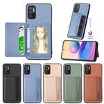 Custodia per telefono con borsa per carte magnetiche in fibra di carbonio, For Xiaomi Redmi Note 10 5G, For Xiaomi Redmi Note 12 5G Global, For OPPO A74 5G