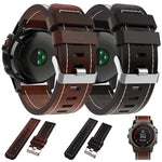 Cinturino per orologio con fibbia in acciaio in pelle cucita da 26 mm, For Garmin Fenix 5X Plus, For Garmin Fenix 3, For Garmin Fenix 3 HR, For Garmin Fenix 3 Sapphire, For Garmin Descent MK 1, For Garmin Descent MK 2, For Garmin Descent MK 2i         ...