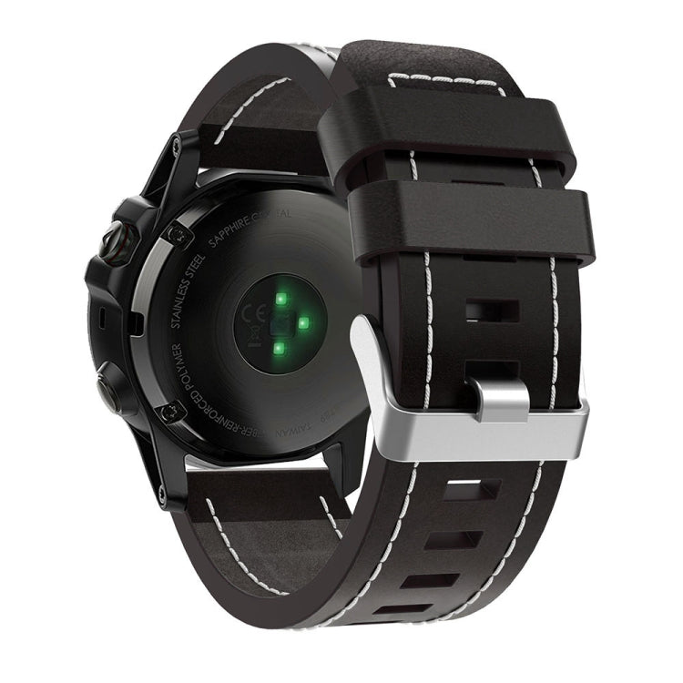 Cinturino per orologio con fibbia in acciaio in pelle cucita da 26 mm, For Garmin Fenix 5X Plus, For Garmin Fenix 3, For Garmin Fenix 3 HR, For Garmin Fenix 3 Sapphire, For Garmin Descent MK 1, For Garmin Descent MK 2, For Garmin Descent MK 2i         ...
